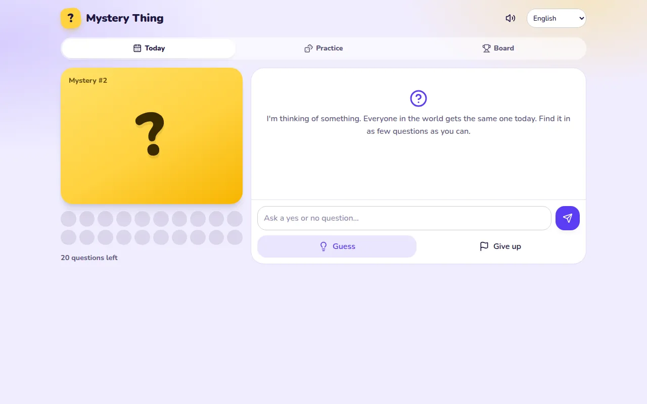 Mystery Thing open in a browser