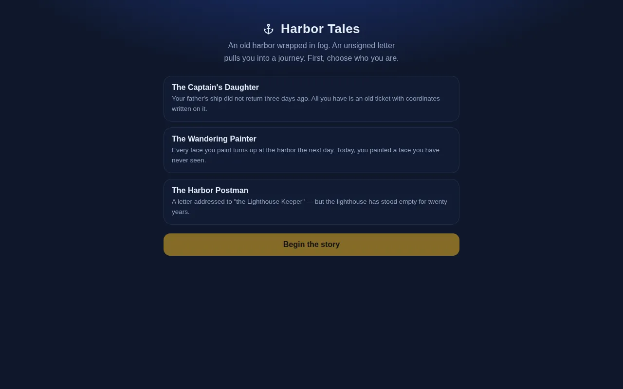 Harbor Tales open in a browser
